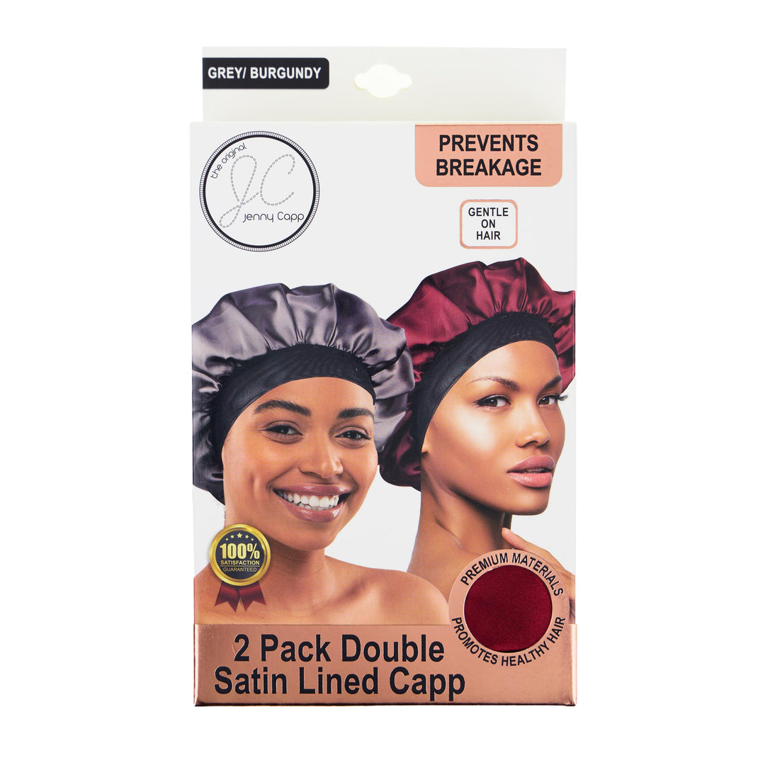 2 PACK DOUBLE SATIN LINED CAPP- GREY/ BURGUNDY – Jenny Capp
