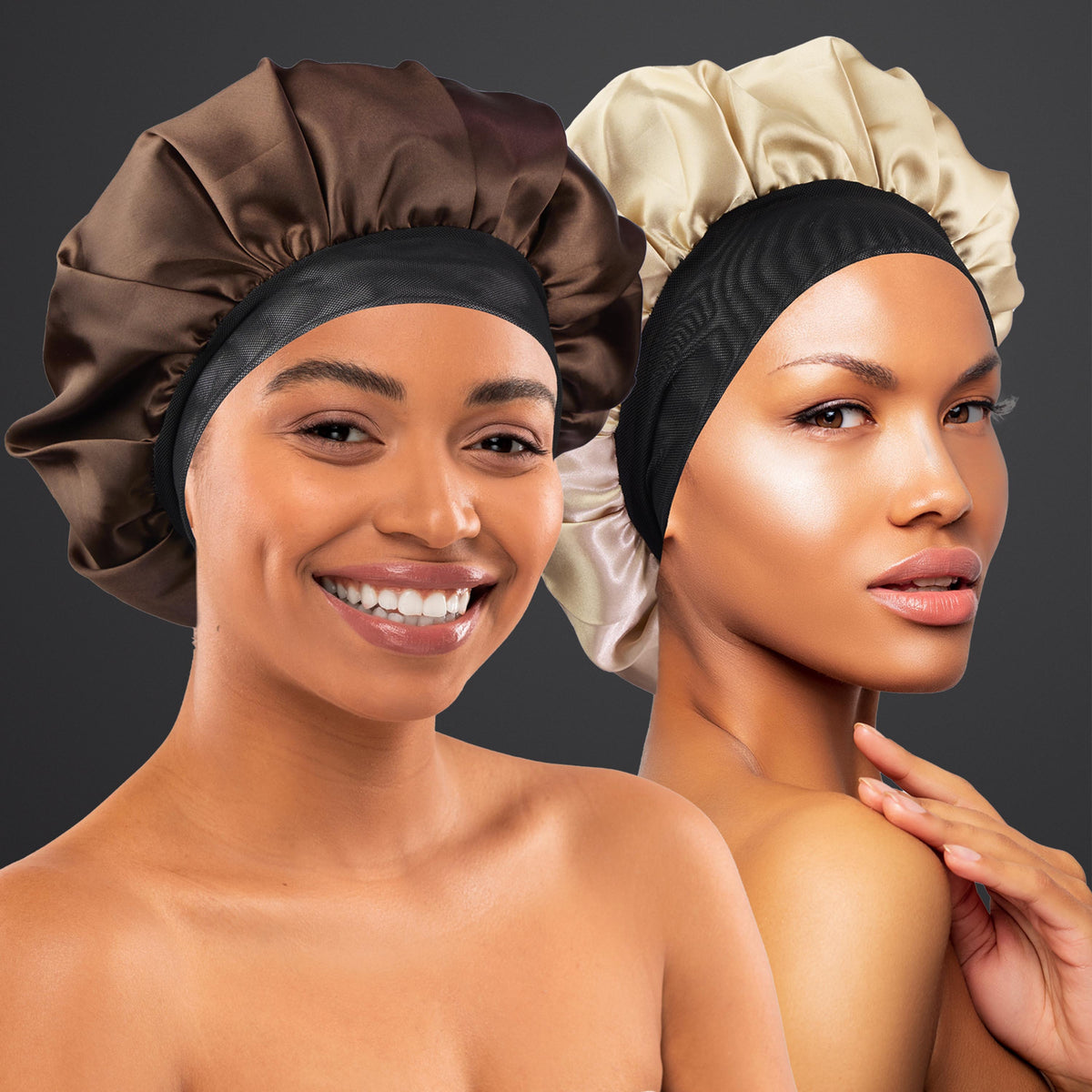2 PACK DOUBLE SATIN LINED CAPP- CHAMPAGNE/ BROWN – Jenny Capp