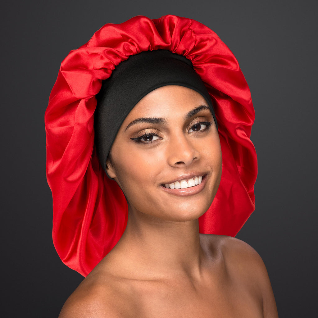 EXTRA LARGE DOUBLE LINED SLEEP CAP-RED/ BLACK – Jenny Capp